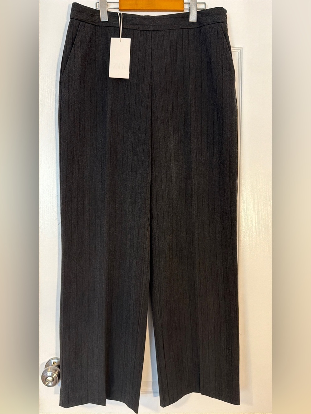 NWT ZARA Dark Grey Pinstripe Tailored Dress Pants Size XL